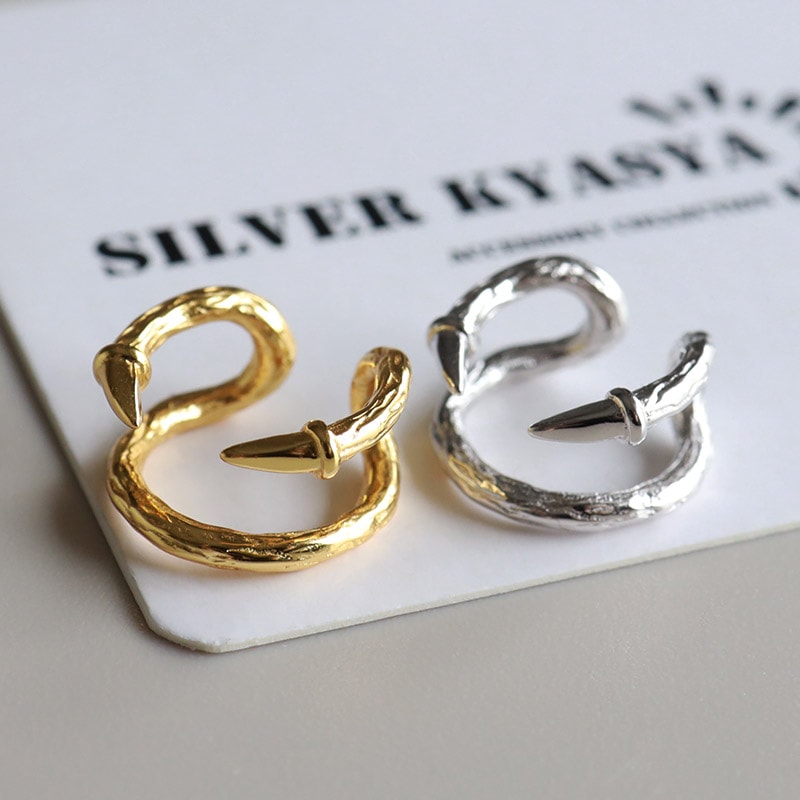 シルバー925 イヤーカフ 2本の牙 [cec179] | イヤーカフ、フェイク