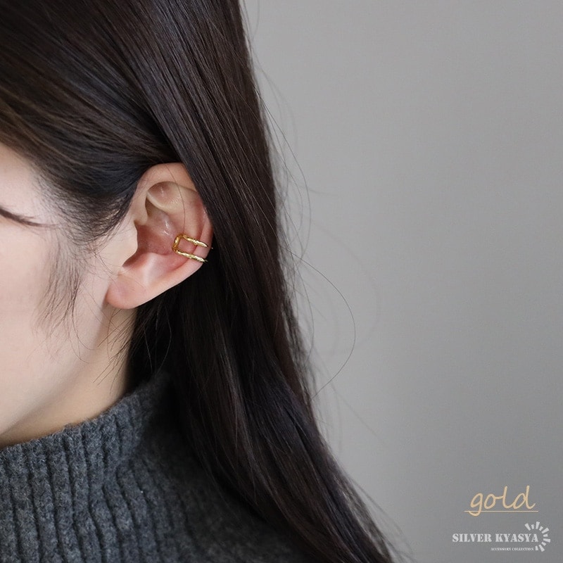 シルバー925 イヤーカフ 2本の牙 [cec179] | イヤーカフ、フェイク