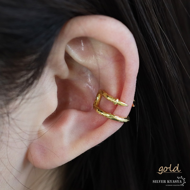 シルバー925 イヤーカフ 2本の牙 [cec179] | イヤーカフ、フェイク