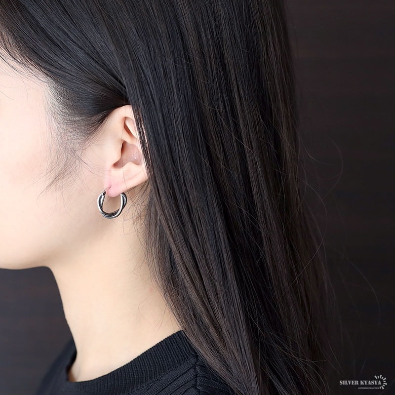925 フープピアス ねじり [ce029] | お洒落なレディースアイテム