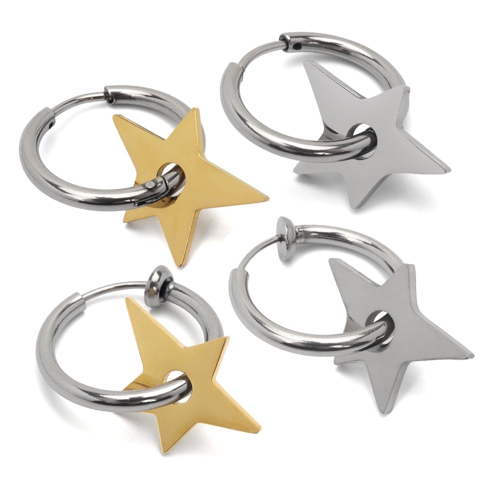 【ちーころさん専用】STAR JEWELRY 星型 フープ ピアス セット フープピアス 星 スター 片耳 サージカルステンレス シルバー