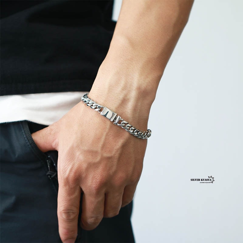 ステンレス喜平ブレスレット 幅8mm [b262-silver-8mm