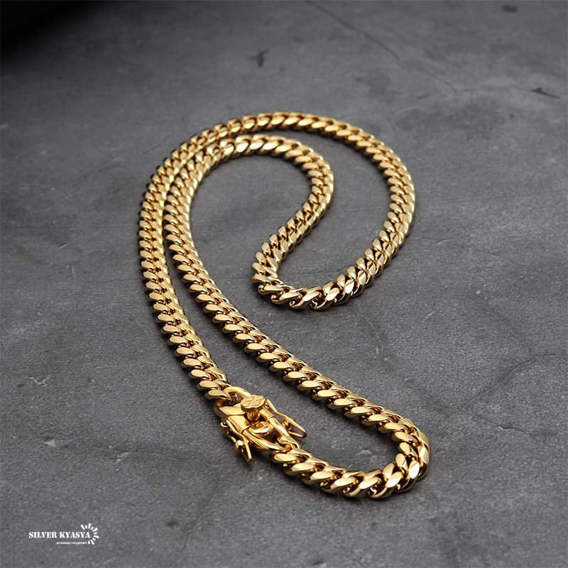 ayanechan！新作♡最高級ソナダイヤモンド　ヘイローネックレス ステンレス 6面喜平ネックレス 14mm [n309-silver-14mm