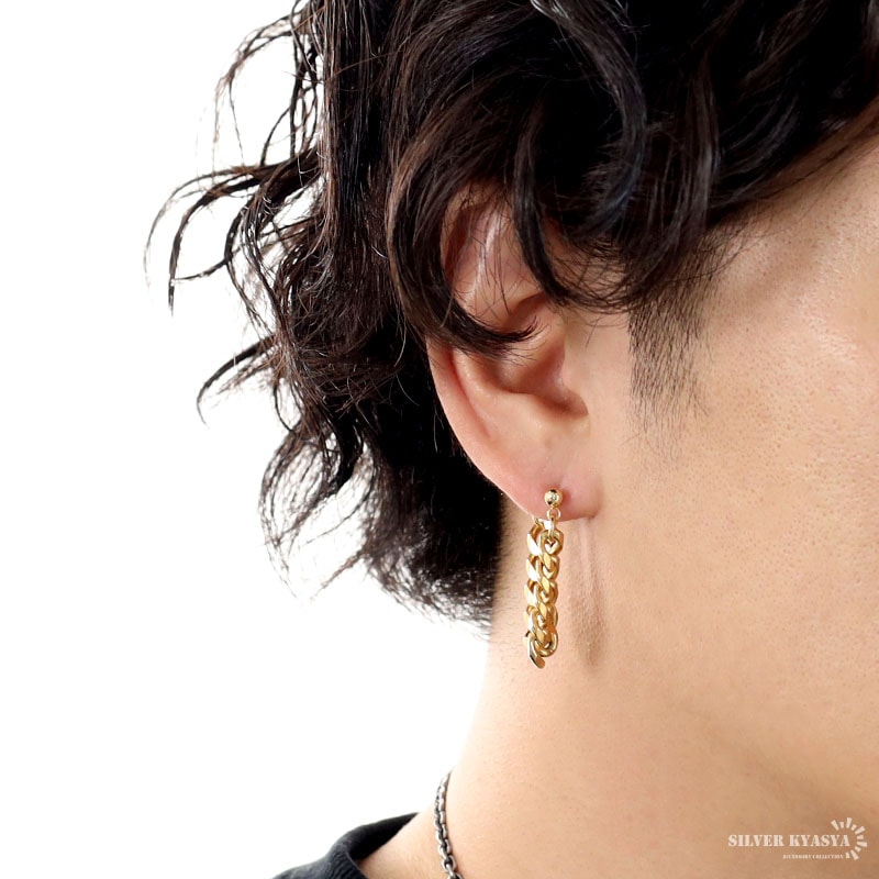 ステンレス 喜平チェーンピアス [e177-gold] | スタイルで探す