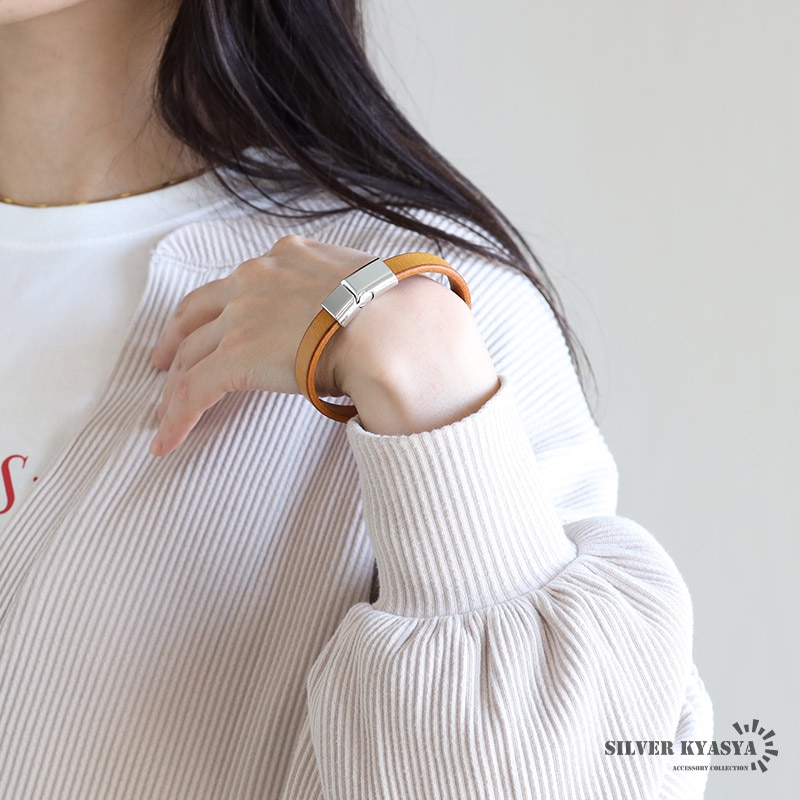 シンプルな本革ブレスレット 3色 2サイズ [b769] | お洒落なレディース