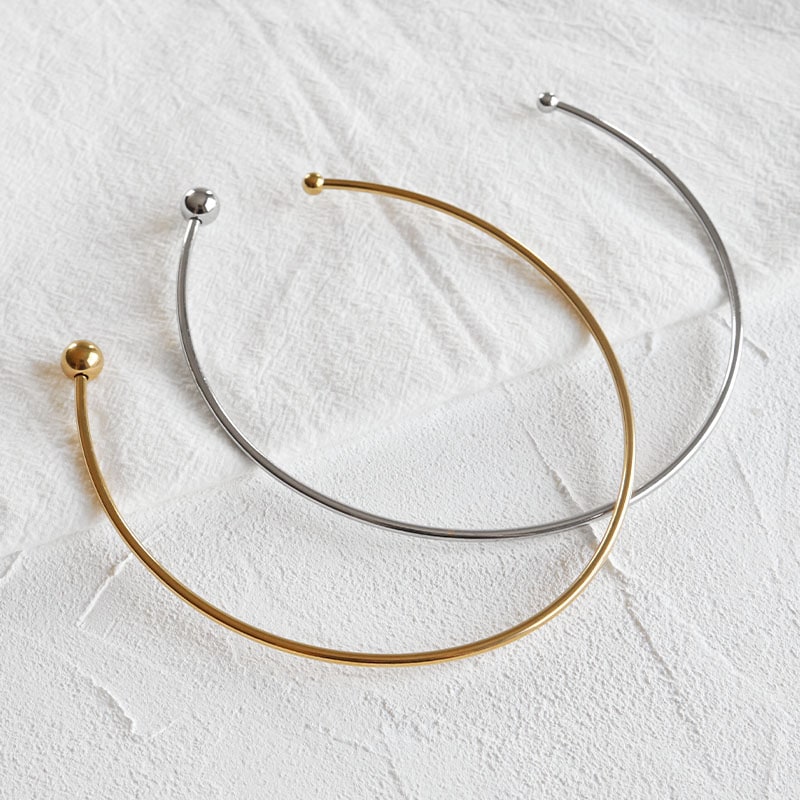 あんしんのステンレス シンプルなメタルチョーカー 2色 [n1195