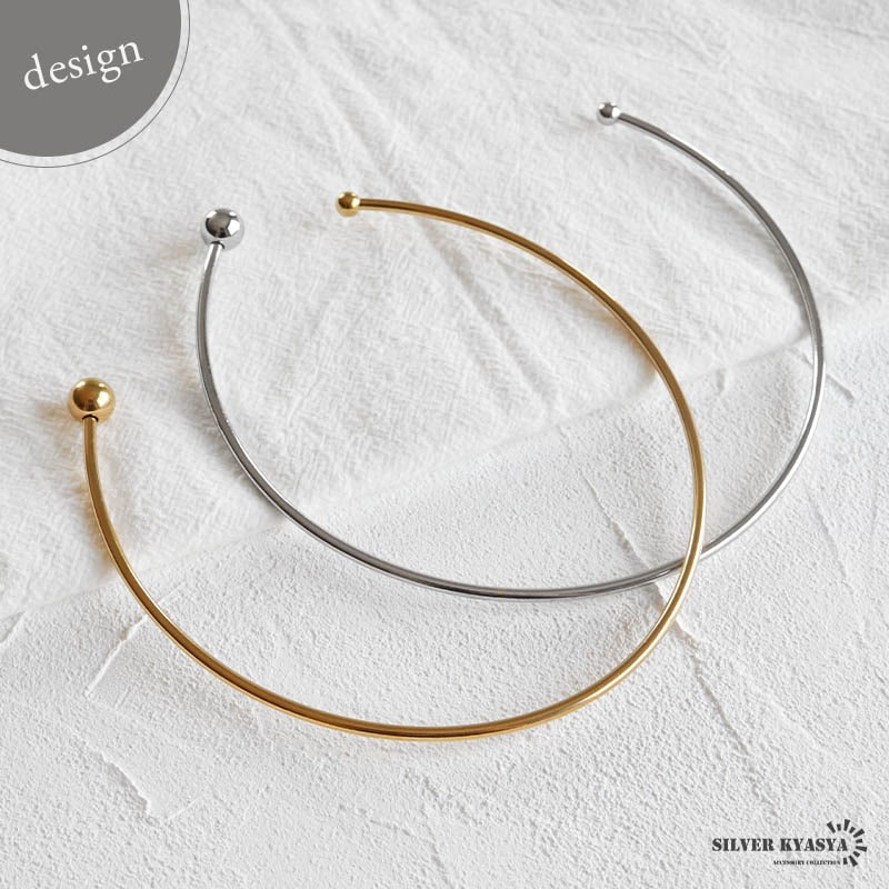 あんしんのステンレス シンプルなメタルチョーカー 2色 [n1195