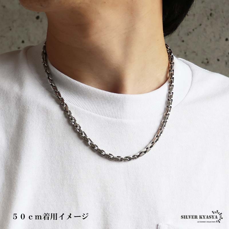 ステンレス 珍しい形状 チェーンネックレス 2色 4サイズ [n1246