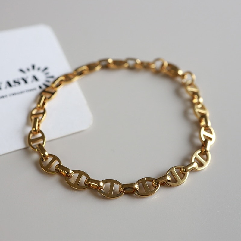 M.U.L. ゴールド チェーンブレスレット ステンレス アンカーチェーンブレスレット [b706-gold] | お洒落