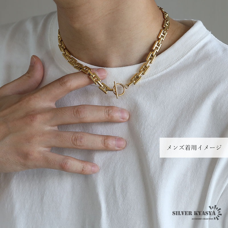 ステンレス チェーンネックレス H型 [n885-gold] | ネックレス