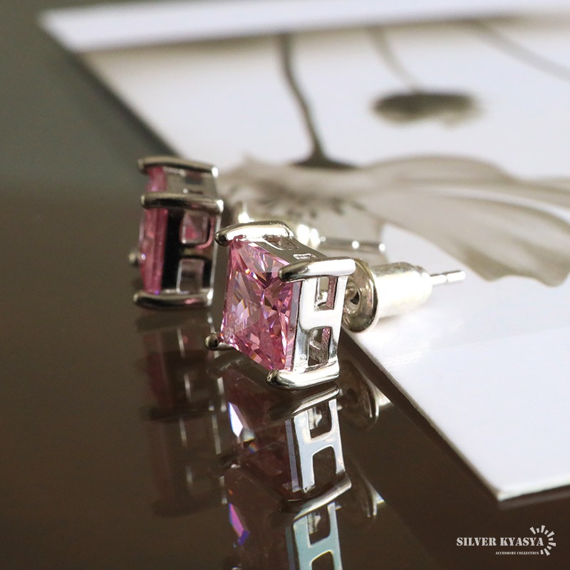 シルバー925 ピンクストーンピアス [ce452] | ピアス,シルバー925