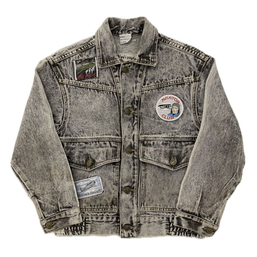 “CHEMICAL WASH WAPPEN DENIM JACKET”