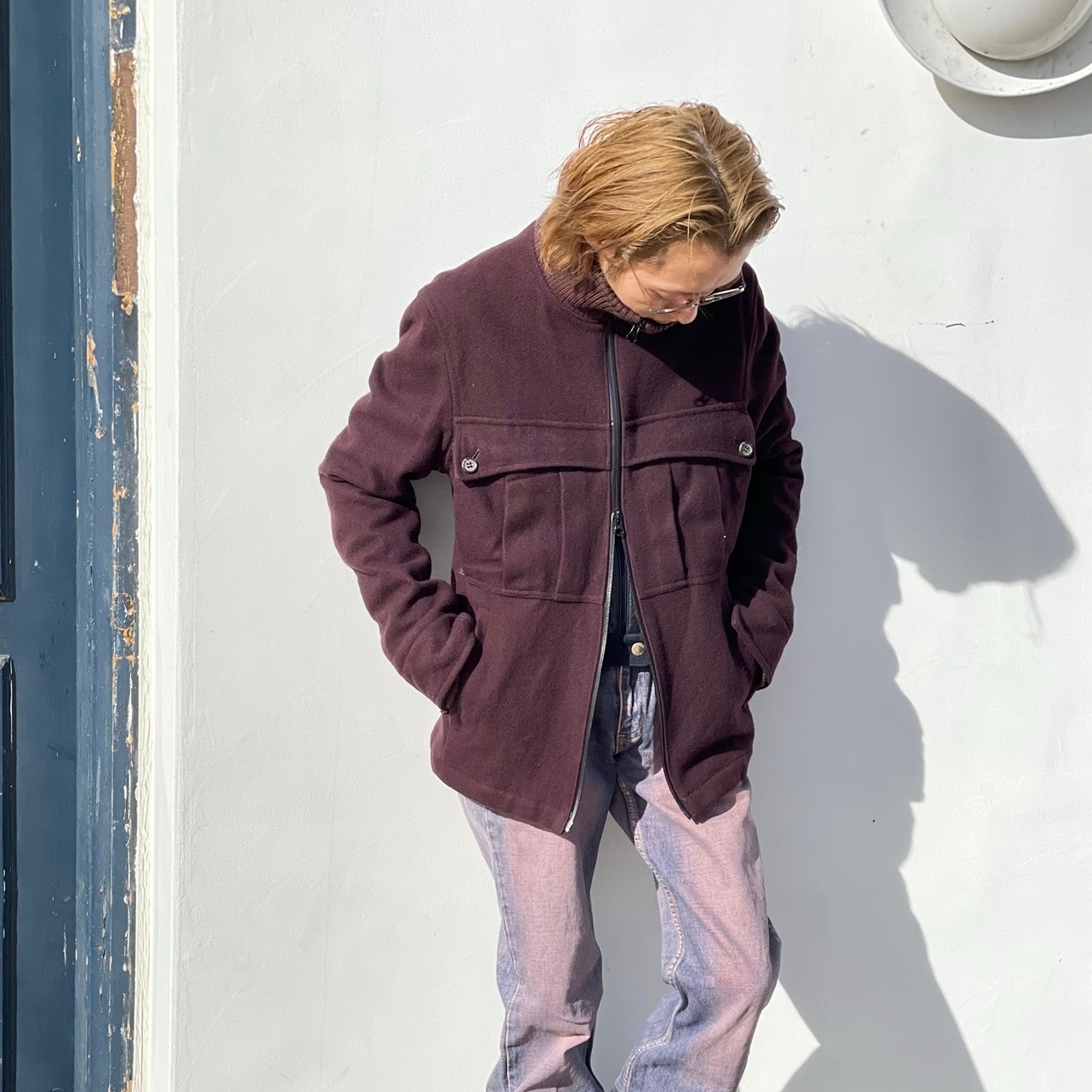 “HIGH NECK ZIP UP BLOUSON“