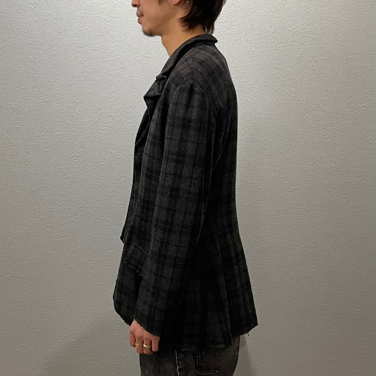 “Yohji Yamamoto” PLAID PATTERN TAILORED JACKET
