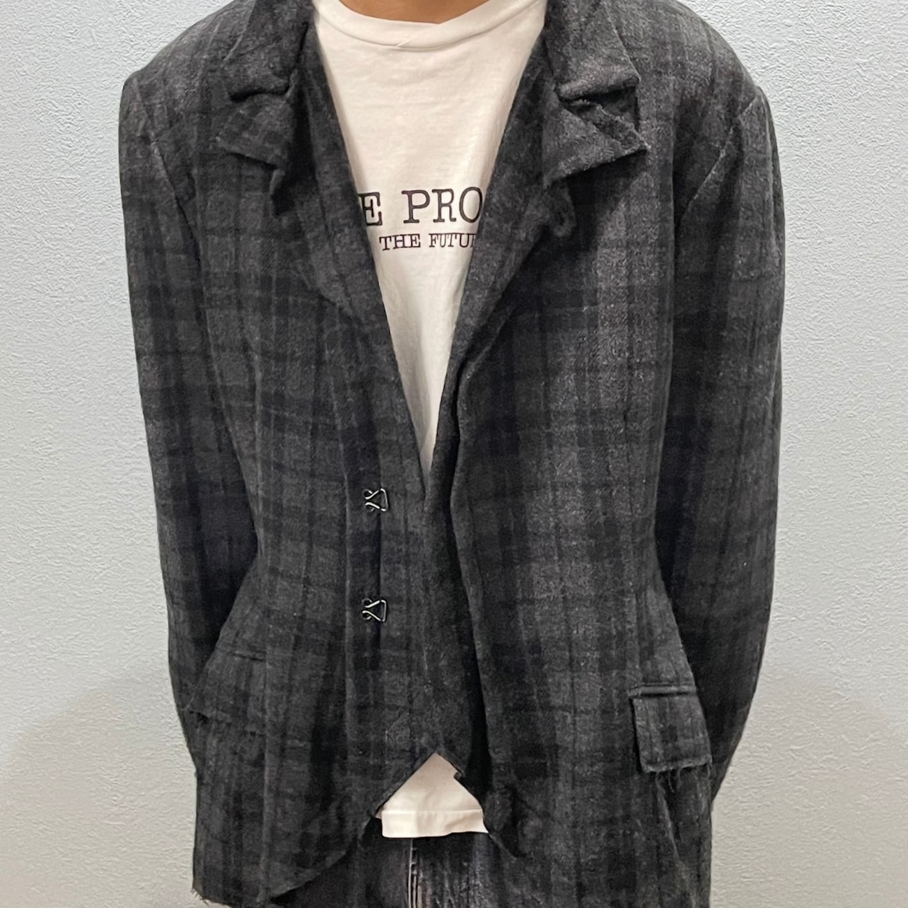 “Yohji Yamamoto” PLAID PATTERN TAILORED JACKET