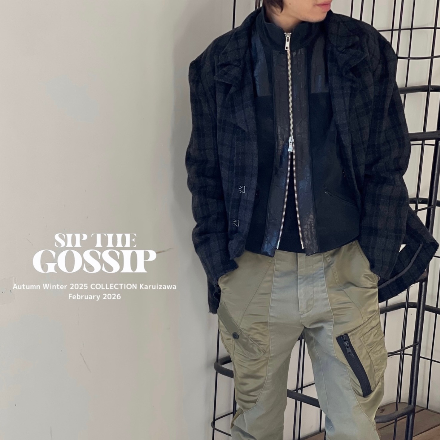 “Yohji Yamamoto” PLAID PATTERN TAILORED JACKET