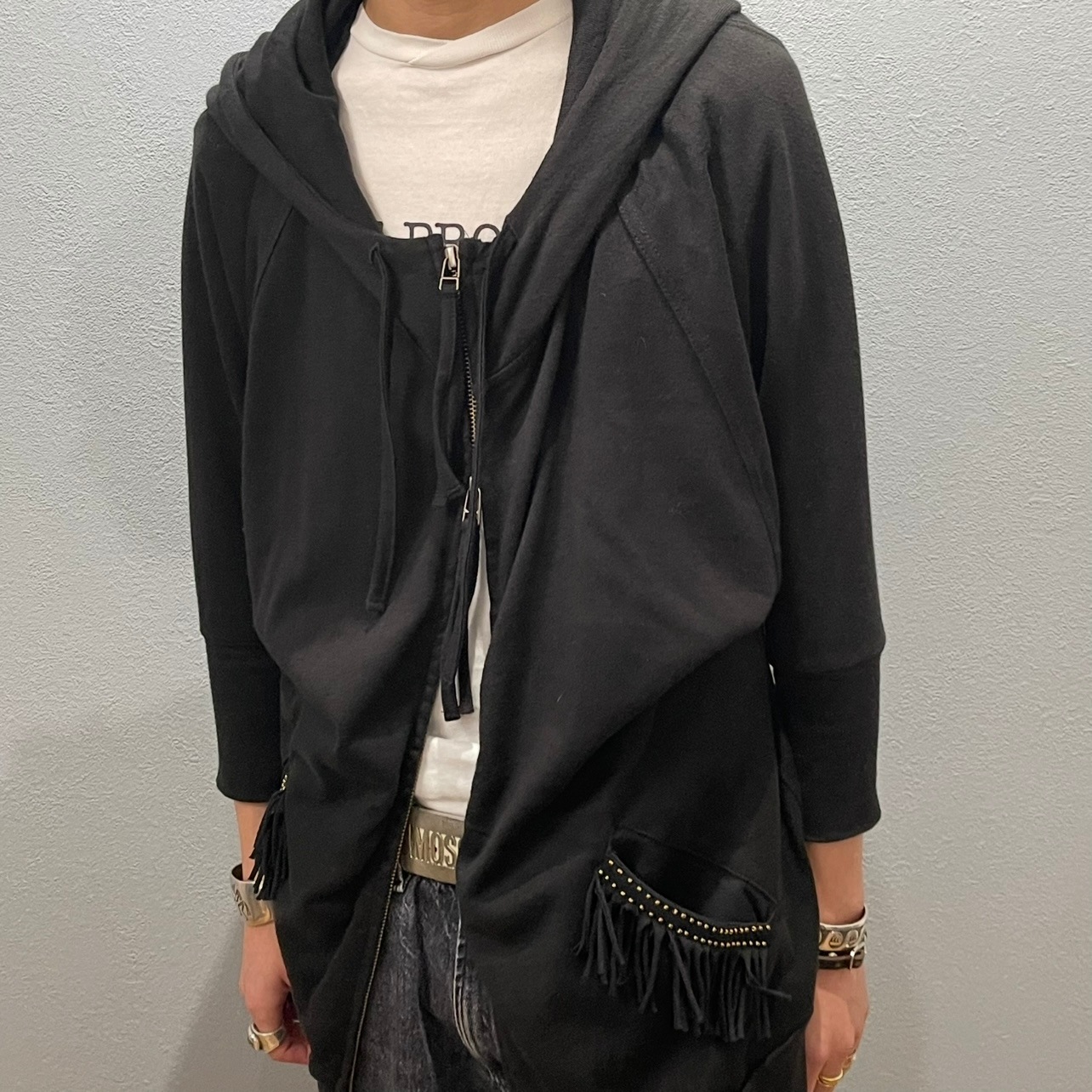 “FRINGE ZIP UP PARKER”