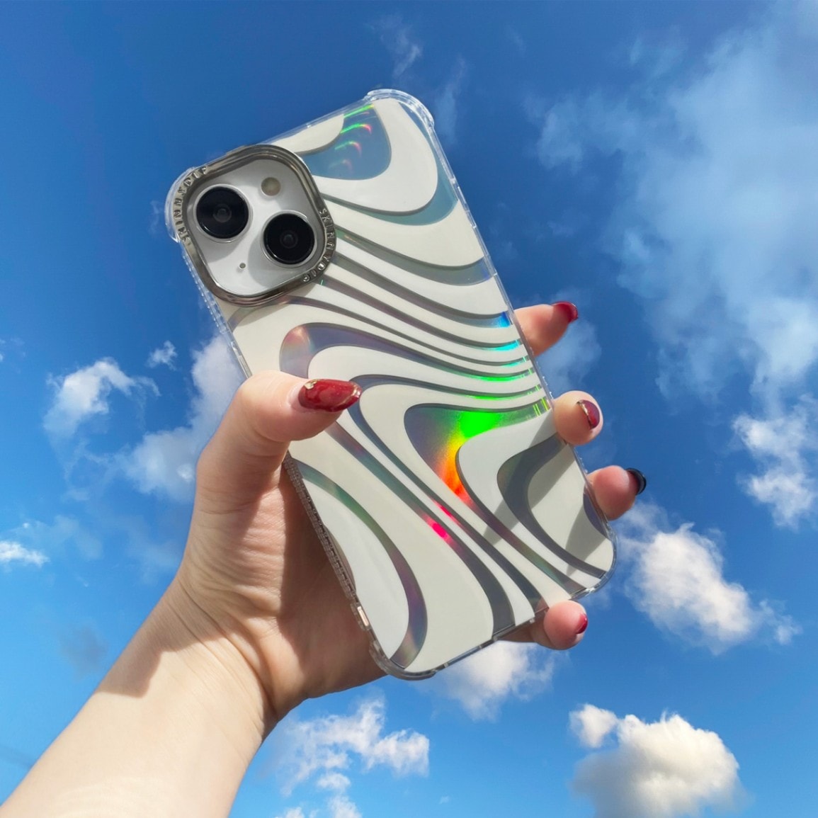 iPhone用ケース ホロホワイトスワール