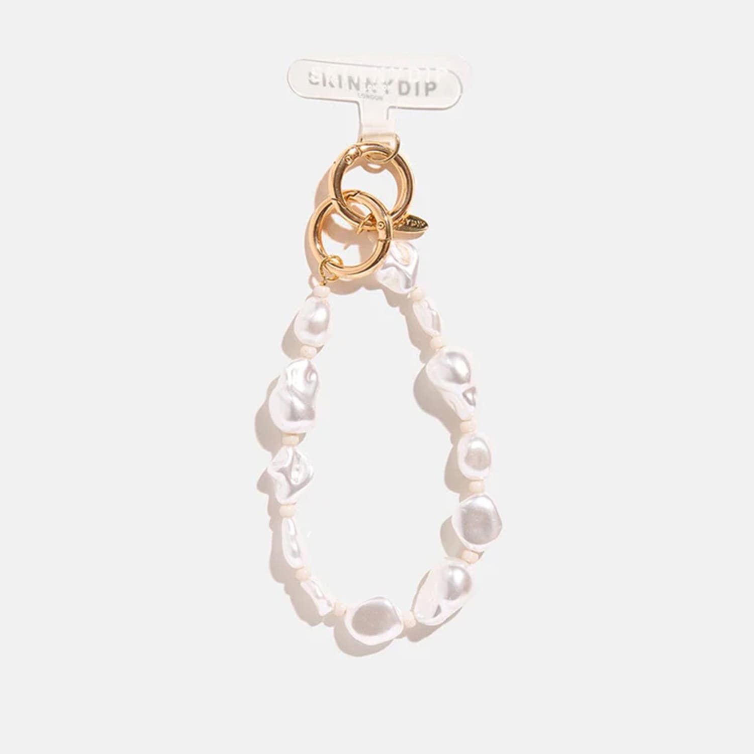 リストビーズストラップ  ホワイトチャンキーパール