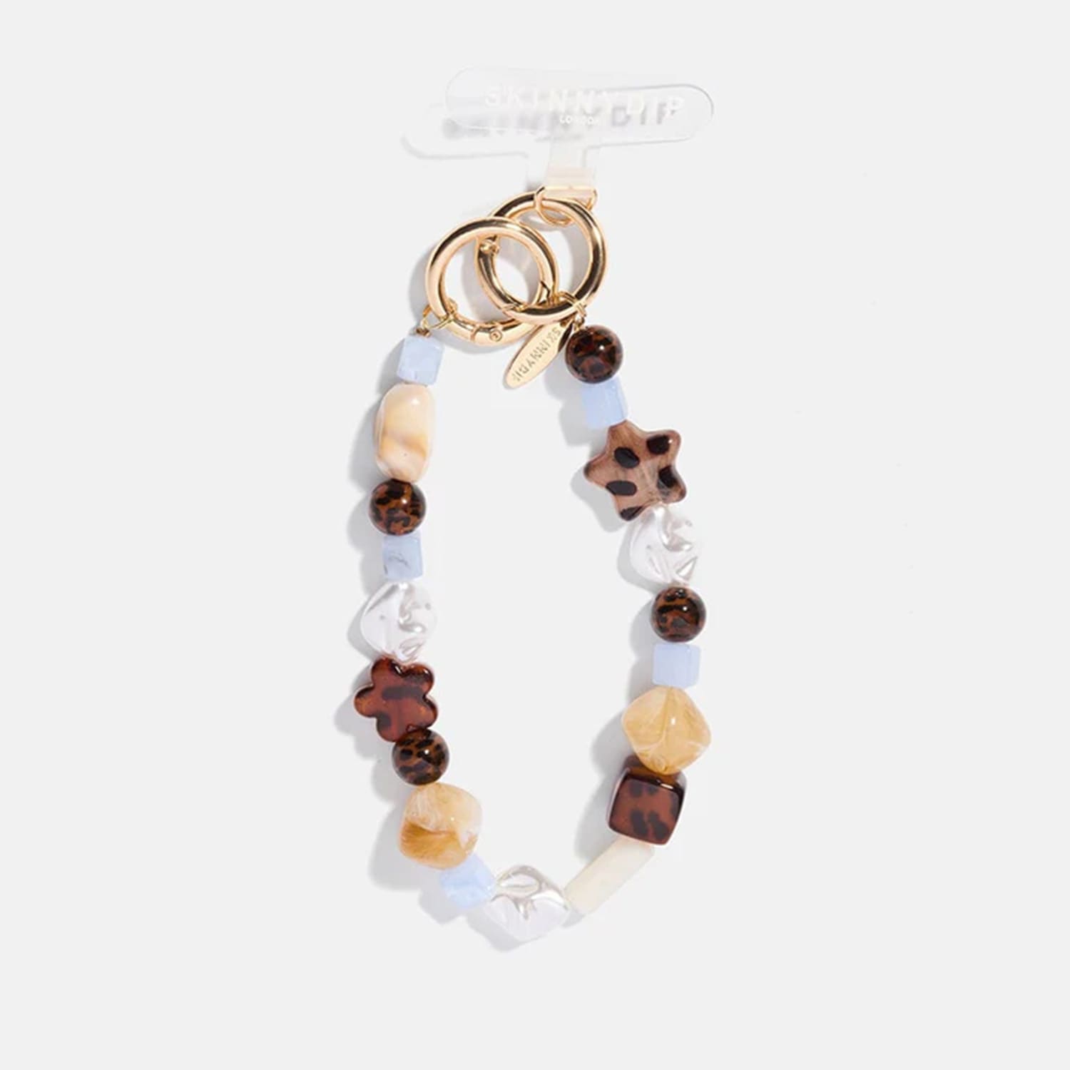 リストビーズストラップ  ブルーマーブルシェルビーズ