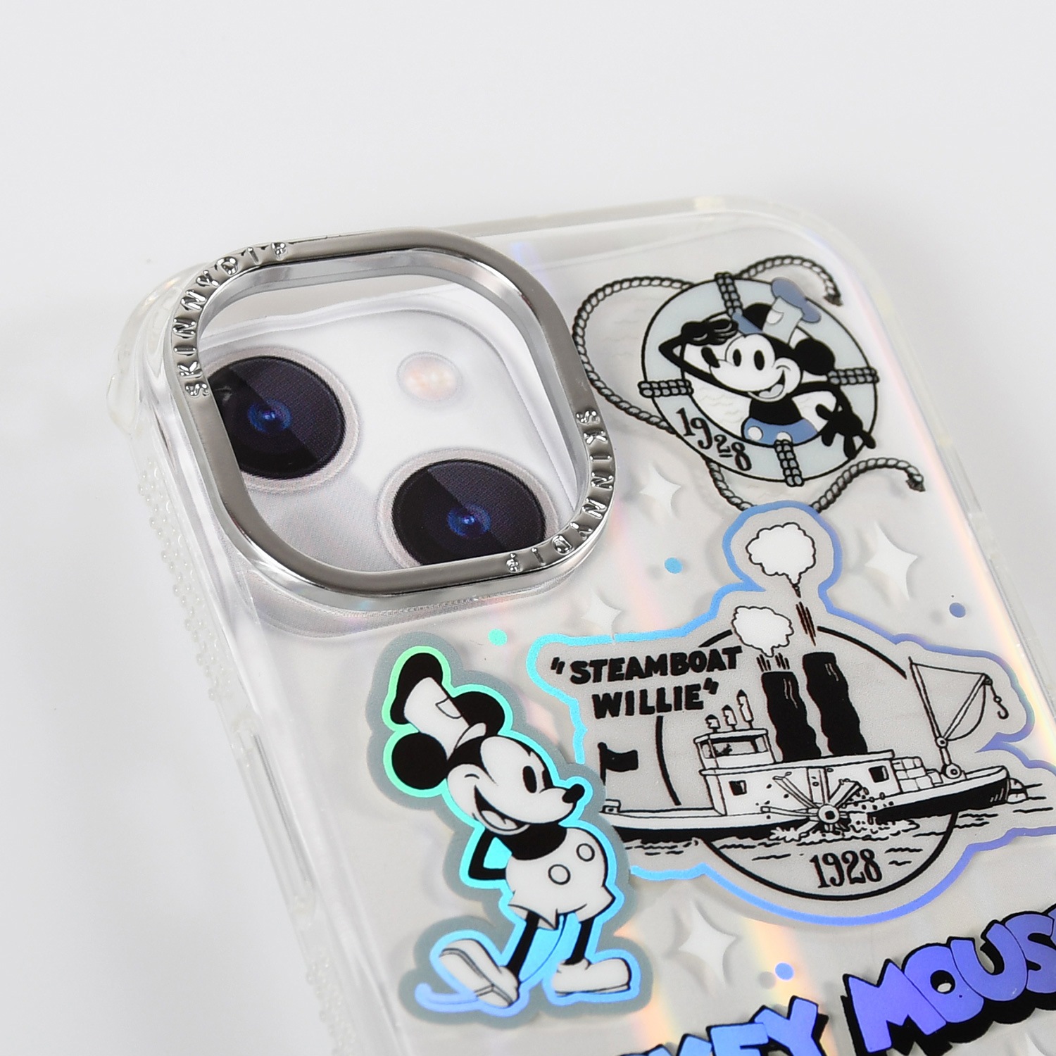 ディズニー ミッキー＆ミニー バイオリンケース 4/4 カーボンファイバー湿度計 iPhone14/15/16シリーズ用 ケース 蒸気船ウィリー ホロ ディズニー