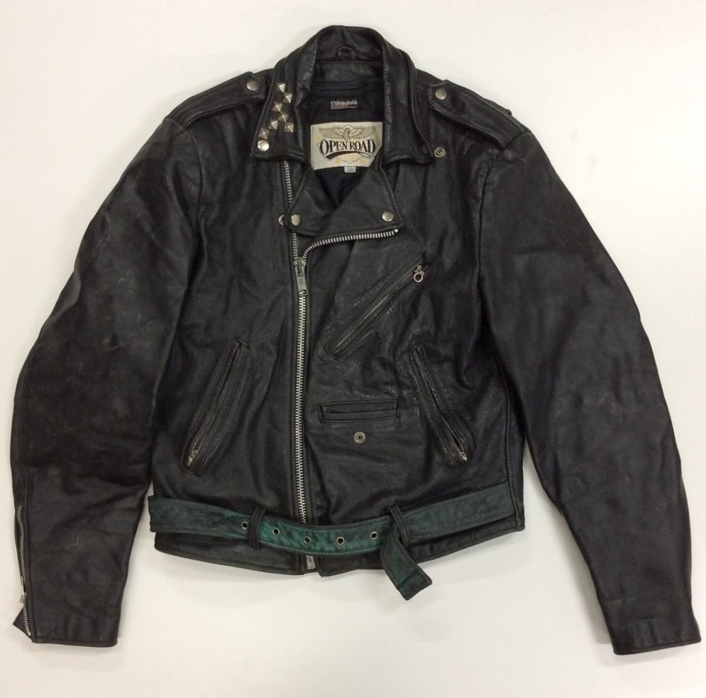 黒 レザー オープンフロントジャケット 000000001535.jpg