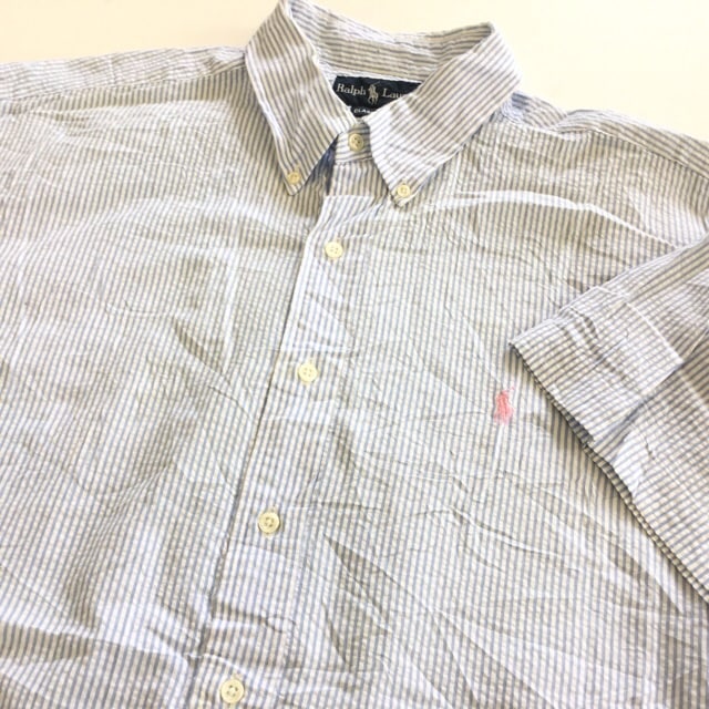 Polo by Ralph Lauren ポロ ラルフローレン 半袖シャツ ストライプシャツ 送料無料 メンズ XL/白x水色 サッカー地 CLASSIC FIT アメリカ輸入 USA ブランド アメカジ 古着卸 業販 大きい ビッグ オーバー-SPEC.CO.,LTD. Polo by Ralph Lauren ポロ ラルフローレン 半袖シャツ ストライプシャツ 送料無料 メンズ XL/白x水色 サッカー地 CLASSIC FIT アメリカ輸入 USA ブランド アメカジ 古着卸 業販 大きい ビッグ オーバー-SPEC.CO.,LTD.