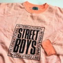 STREET Boys ストリート ボーイズ アメリカ直輸入 長袖スウェット トレーナー 送料無料 キッズ M(12-14)/オレンジxホワイト ストライプ ボーダー 総柄 サーフ ストリート 古着卸