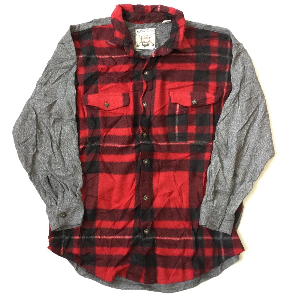Bugle Boy アメリカ直輸入 フリースシャツ 長袖シャツ 送料無料 メンズ L 赤x黒 チェック柄とグレーの切替し シャツジャケット アメカジ ブランド アウトドア ワーク スポーツ Usa 古着卸 業販 ー品切れー Spec Co Ltd