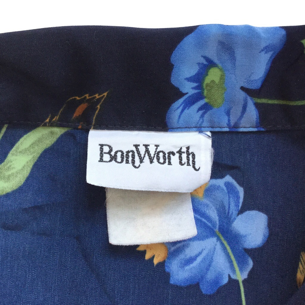 Bon Worth アメリカ直輸入 花柄ジャケット ポリジャケット 送料無料 レディース ML/紺・ネイビー フラワー 羽柄 スィングトップ