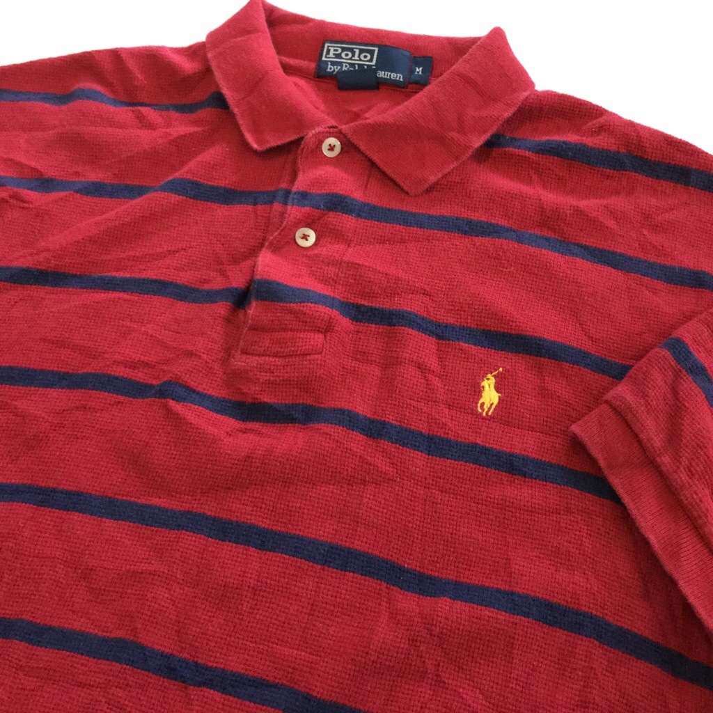 Polo By Ralph Lauren ポロ ラルフローレン 半袖ポロシャツ アメリカ古着 メンズ Xl 赤x紺 ボーダー 送料無料 Usa アメカジ ブランド ロゴ スポーツ ゴルフ ポニー 刺繍 ワッフル 古着卸 業販 ー品切れー Spec Co Ltd