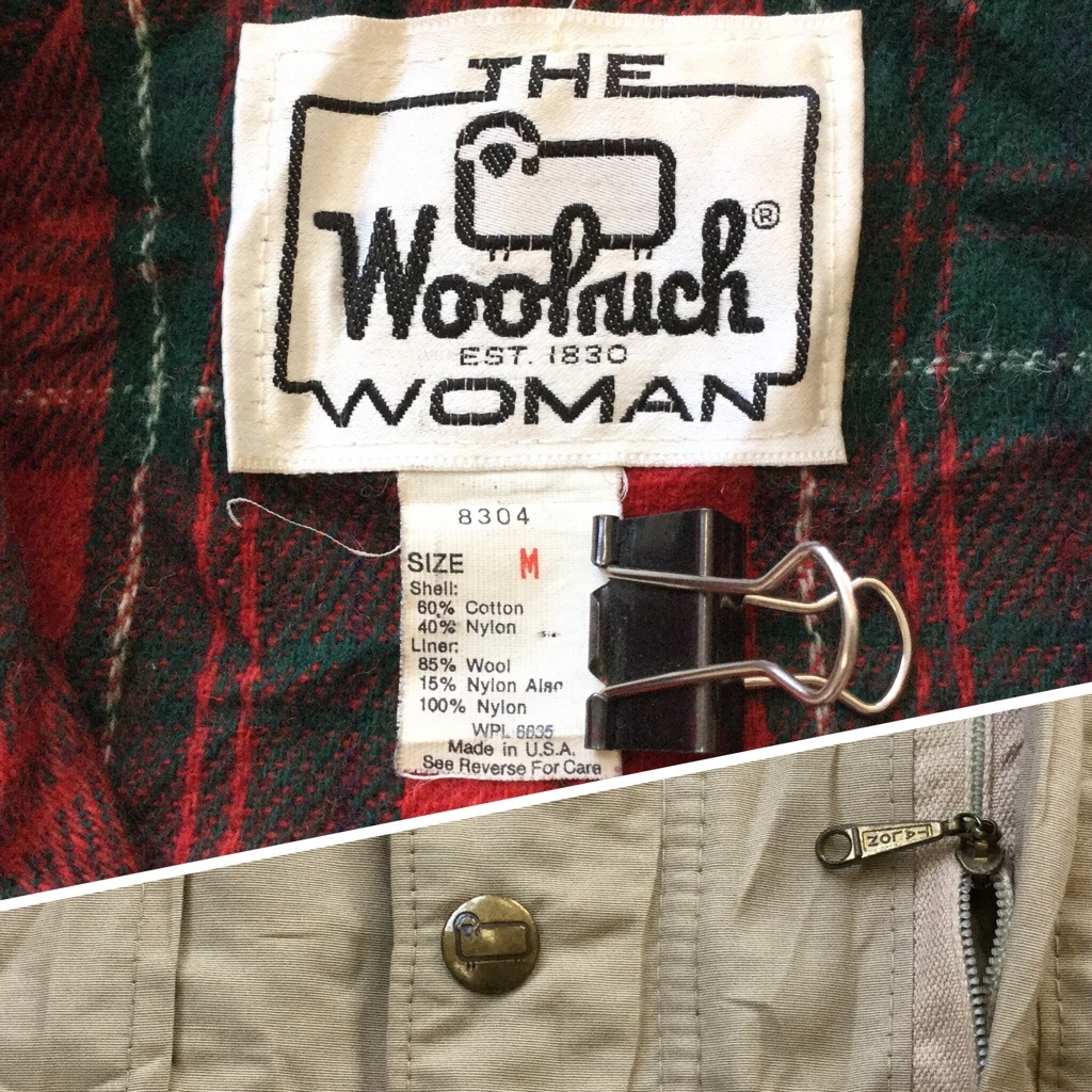 THE WOOLRICH ウールリッチ ビンテージ アメリカ直輸入 マウンテンパーカー ハーフジャケット 送料無料 レディース M/ベージュ系 アウトドア ダブルジップ USA アウトドア ウールライナー アメカジ ブランド マンパ 4ポケット フード 古着卸 業販 ヴィンテージ メンズ