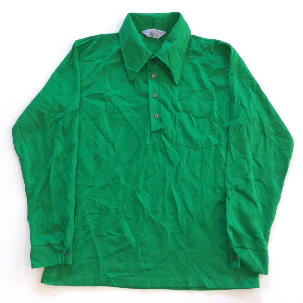 アメリカ直輸入 長袖ポロシャツ ポリシャツ 送料無料 L 緑 グリーン オールド Usa レトロ Us古着 胸ポケット メッシュ 古着卸 業販 ー品切れー Spec Co Ltd