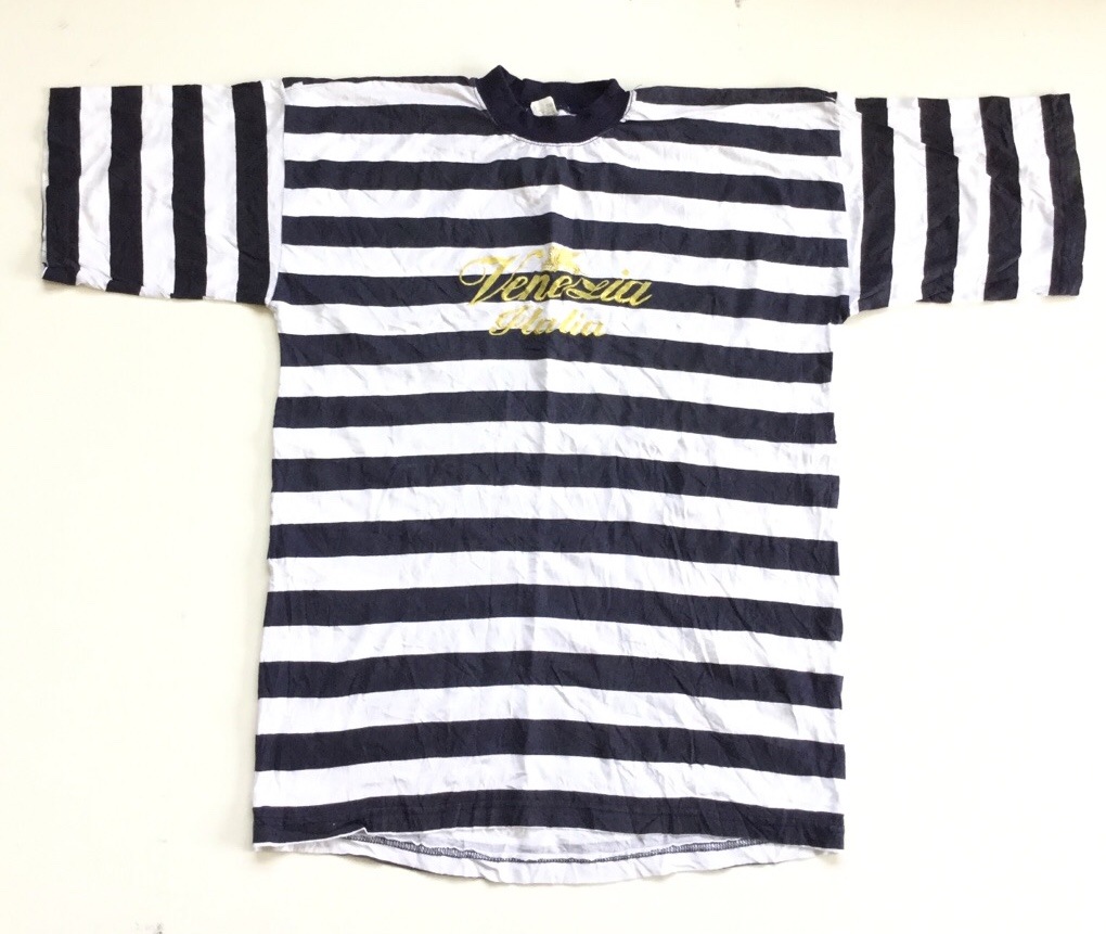 Venezia Italia ヴェネツィア イタリア ボーダーtシャツ 半袖tシャツ メンズ Xl 紺x白 ストライプ 獅子 ロゴ刺繍 ポップ Made In Italy ベネチア 送料無料 アメリカ直輸入 アメカジ 古着卸 業販 大きい ビッグ オーバー ー品切れー Spec Co Ltd