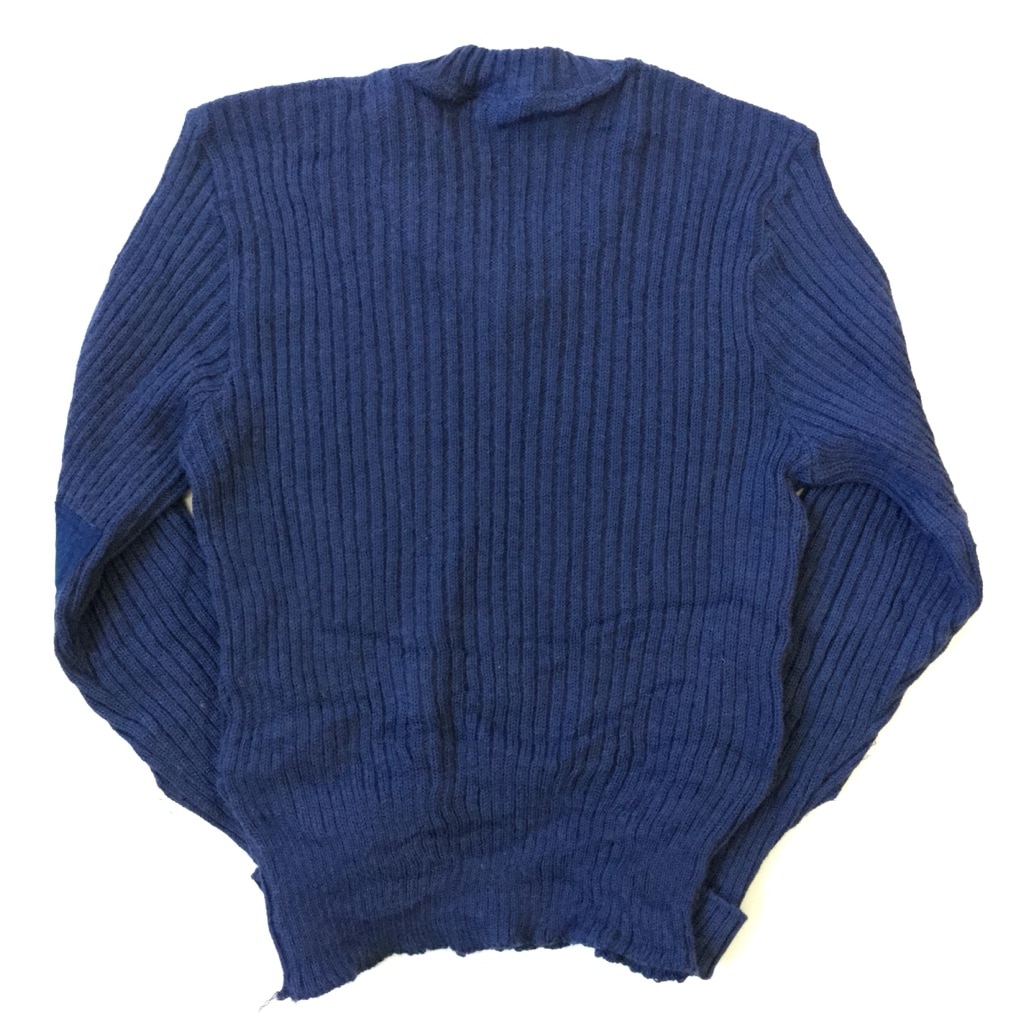 Citadel ミリタリーセーター ウールニット 送料無料 メンズ 44 青系 Made In England アメカジ Army 無地 Vネック エポレット 肘当て 英国製 古着卸 業販 ー品切れー Spec Co Ltd