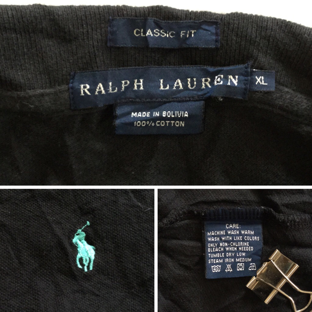 RALPH LAUREN ���ե������ CLASSIC FIT ����ꥫľ͢�� Ⱦµ�ݥ������ ��ǥ����� XL/�����֥�å� ����̵�� �֥��� ���ᥫ�� ���ݡ��� ����� ���λ� �ݥˡ� �ɽ� USA ���岷 ���� �礭�� �ӥå� �����С�