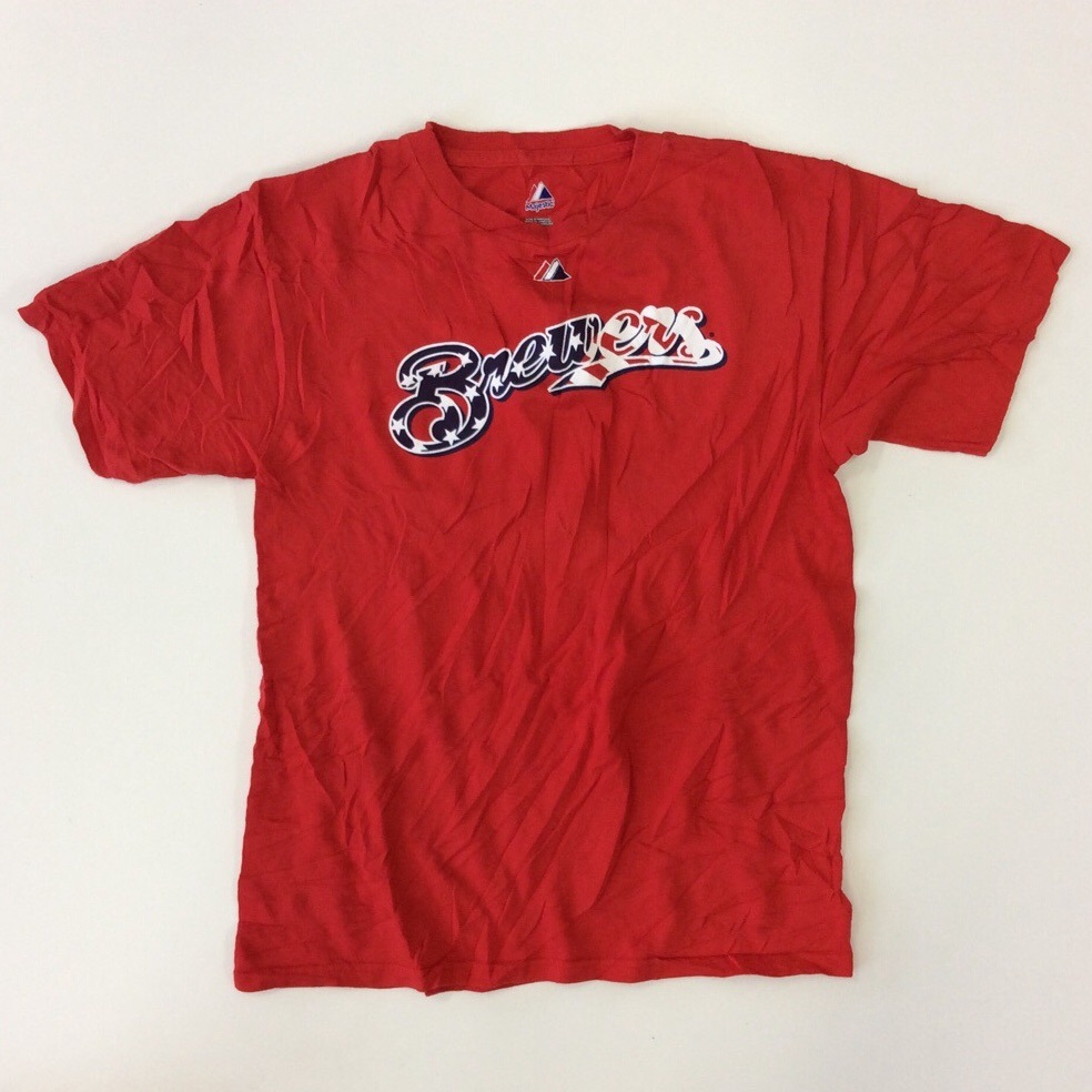 Brewers �֥���� MLB �ޥ������ƥ��å� ȾµT����� S-M/�� ����̵�� ����ꥫ͢�� Majestic �᥸�㡼�꡼�� ��꡼�� �١����ܡ��� ��� ���ݡ��� ����� ����ꥫ��� USA