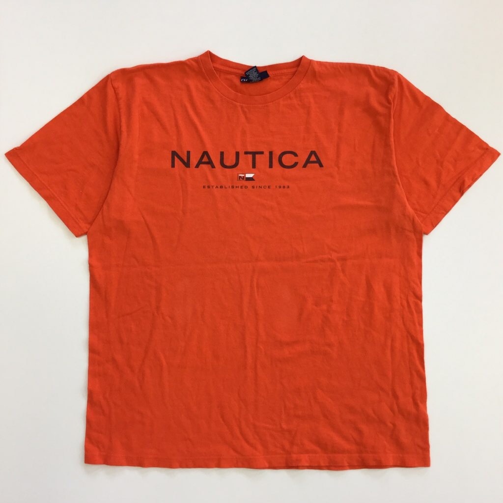 NAUTICA �Ρ��ƥ��� MADE-IN-USA ȾµT����� ���� L/����� ����̵�� ����ꥫ͢�� ����ץ� �١����å� ���ᥫ�� �֥��� 90's