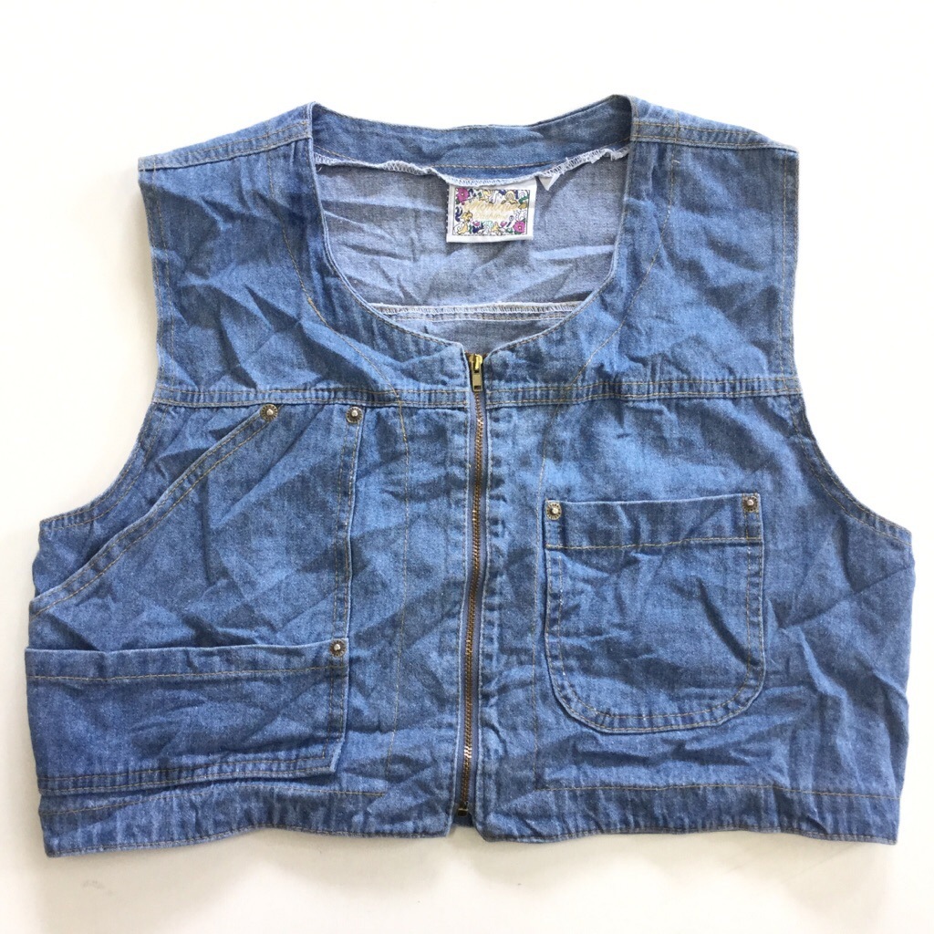 アメリカ古着 レディース デニムベスト ノースリーブ 送料無料 8 ブルー ジップアップ ジレ アメリカ古着 Made In Usa 古着御 輸入品 ー品切れー Spec Co Ltd