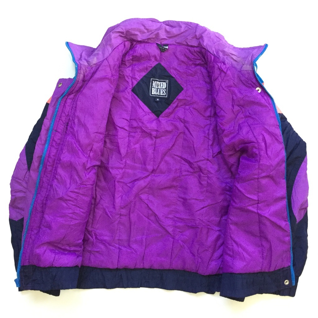 Mixed Blues アメリカ直輸入 ナイロンジャケット 中綿 送料無料 レディース M 青x紺x紫xオレンジ Usa アメカジ スキージャケット ウインドブレーカー スポーツ 古着卸 業販 アメリカ古着 レディース トップス Spec Co Ltd