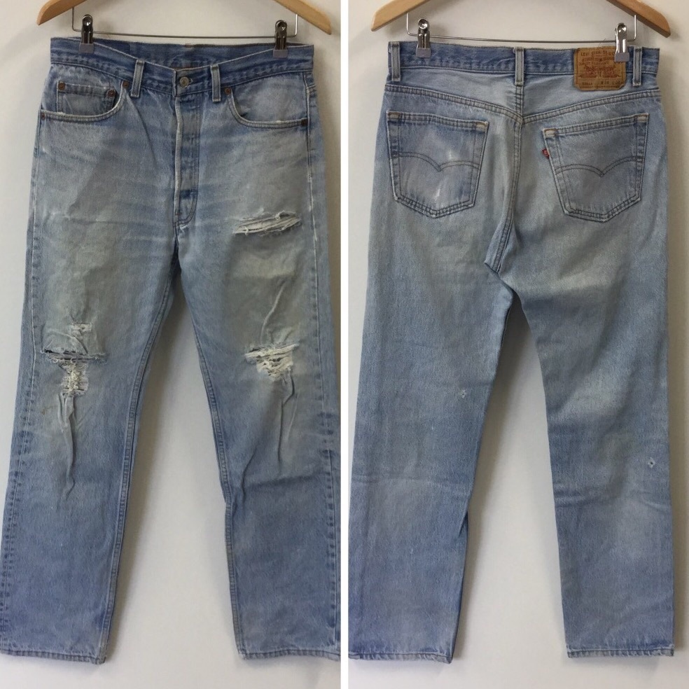 LEVI'S ������ MADE IN USA �֥롼������ ���᡼�� W34 �ǥ˥�ѥ�� �꡼�Х��� �ӥ�ơ���