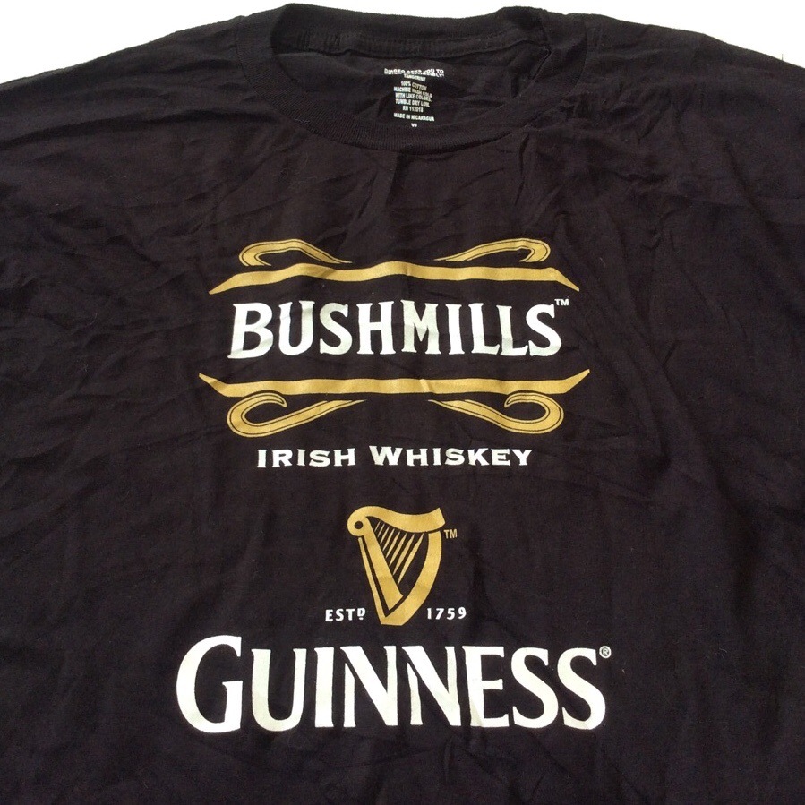 Bushmills Guinness ブッシュミルズ ギネスビール 半袖tシャツ Xl 黒 送料無料 アメリカ輸入 アイリッシュ ウィスキー ブランド アルコール 状態良好 ビールt 大きいサイズ ビッグサイズ Ll O ー品切れー Spec Co Ltd