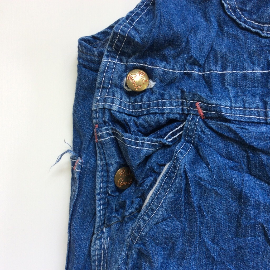 60 S Red Camel レッドキャメル ビンテージ オーバーオール W36 デニムブルー 送料無料 アメリカ輸入 Usa ドーナツボタン 赤 バータック カンヌキ インディゴ ペインター Vintage ６０年代 ー品切れー Spec Co Ltd