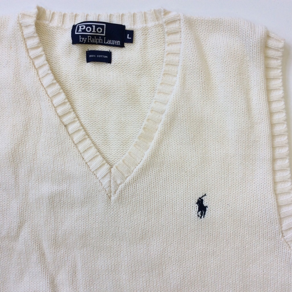Polo by Ralph Lauren ポロ ラルフローレン Vネック ニットベスト 送料無料 L/白・ホワイト 日本製 ブランド コットンニット セーター ベーシック シンプル ポニーロゴ 定番 古着卸-SPEC.CO.,LTD. Polo by Ralph Lauren ポロ ラルフローレン Vネック ニットベスト 送料無料 L/白・ホワイト 日本製 ブランド コットンニット セーター ベーシック シンプル ポニーロゴ 定番 古着卸-SPEC.CO.,LTD.