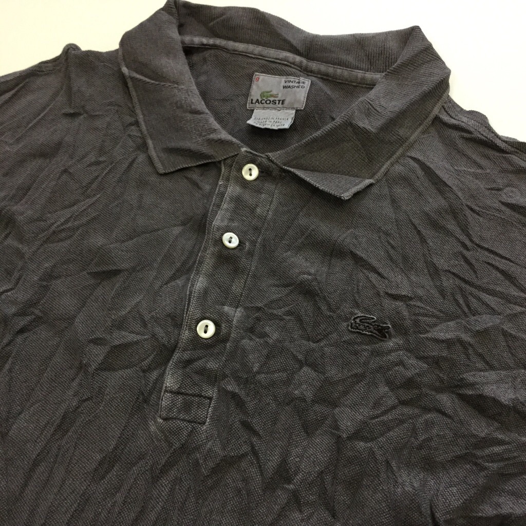 LACOSTE �饳���� Ⱦµ�ݥ������ ����̵�� XL 9/���졼 VINTAGE WASHED �ӥ�ơ������ ����ꥫľ͢�� ���ݥ���� �֥��� ���λ� �١����å� �ץ졼�� USA���� �礭�� �ӥå� �����С�