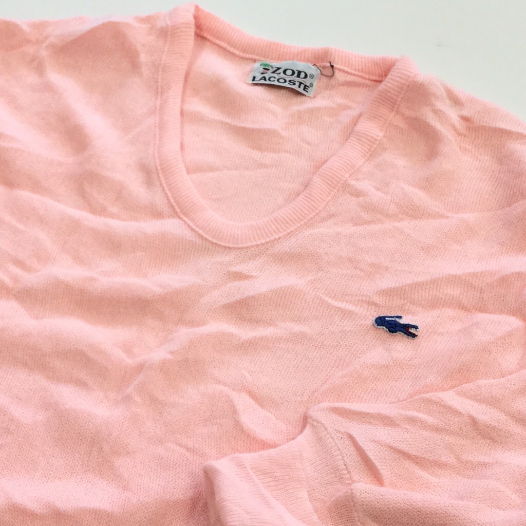 IZOD LACOSTE å 饳 70's ӥơ ˥å Vͥå ̵ XL/ԥ ֥롼 崬 MADE IN U.S.A. ꥫ͢ US  礭 ӥå С