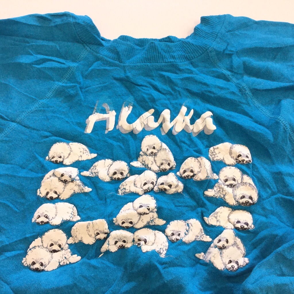 ����ꥫ���� ��ǥ����� ���饹���������å� �ȥ졼�ʡ� S/�忧 �����饷 Alaska �饰��� 4�ܿ� �����å� Hanes �إ��� MADE IN U.S.A. ���岷 ����̵�� ͢����