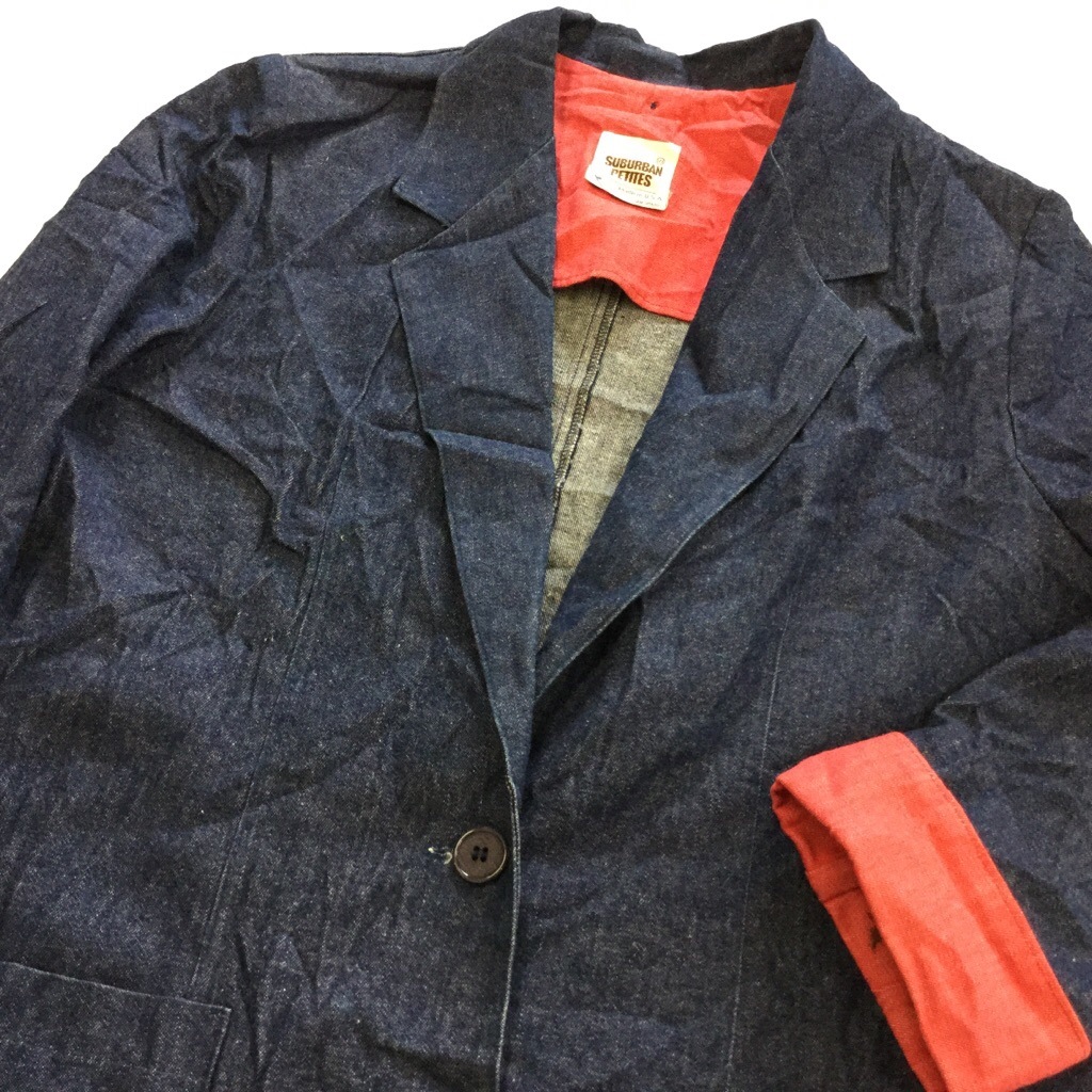 SUBURBAN PETITES ����ꥫ���� ��ǥ����� �ǥ˥ॸ�㥱�å� �ơ��顼�ɥ��㥱�å� ����̵�� L����/�֥롼 ��ĥܥ��� MADE IN USA Ȭʬµ ����� ͢����