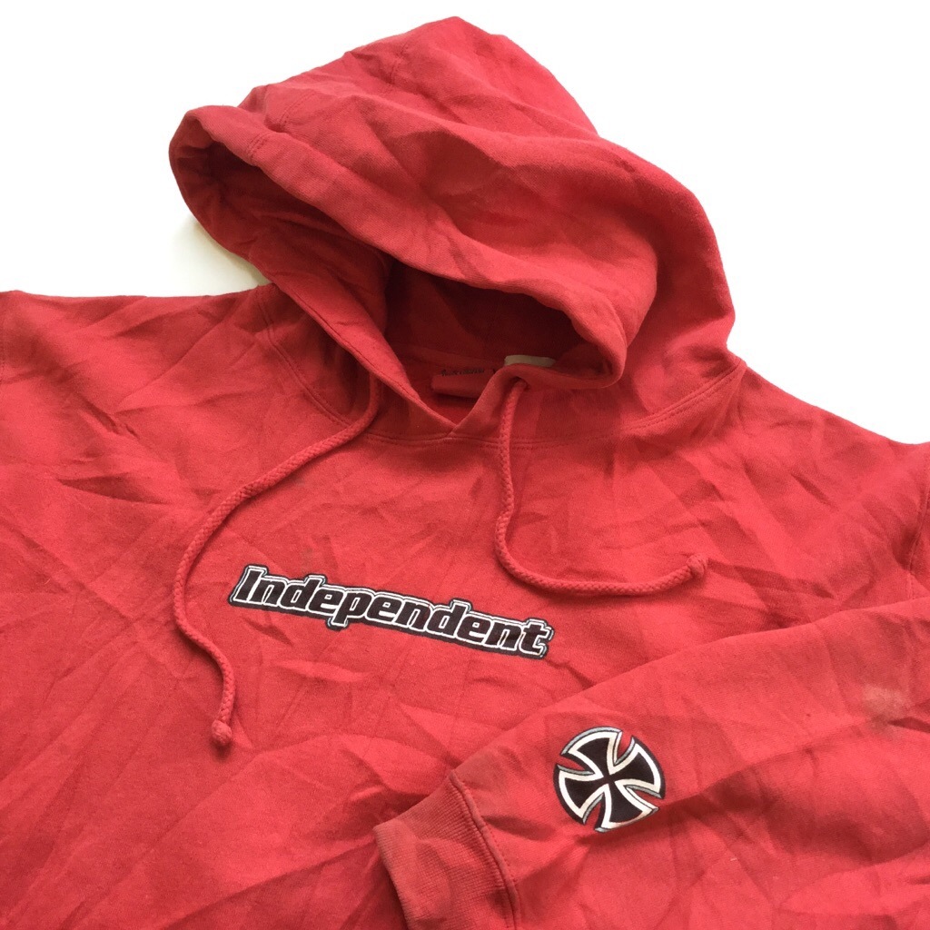 Independent インディペンデント スウェットパーカー フード トレーナー 送料無料 メンズ L 赤 レッド ロゴ スケーター ストリート スケボー アメリカ輸入 アメカジ フーディー 古着卸 業販 ー品切れー Spec Co Ltd