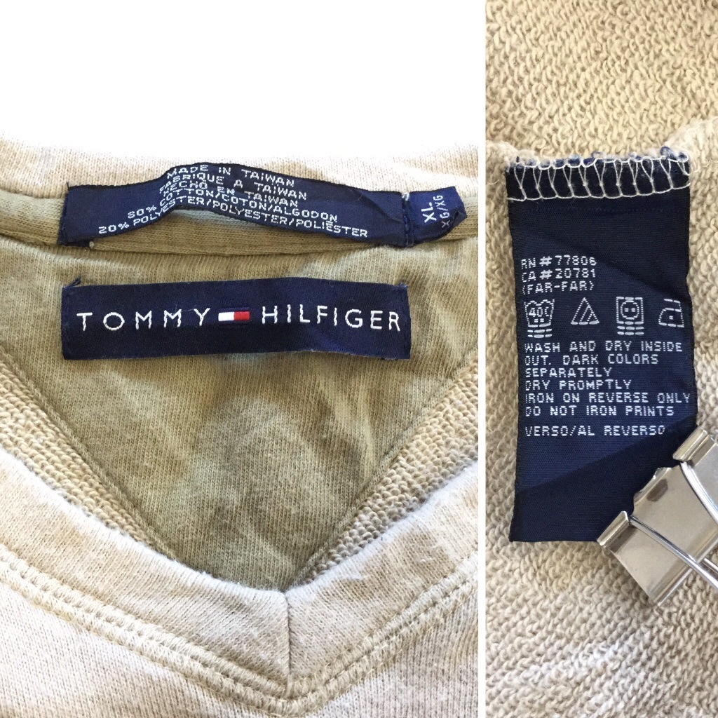 TOMMY HILFIGER �ȥߡ��ҥ�ե����� Ⱦµ�������å� �ȥ졼�ʡ� ����̵�� ��� XL/�١����� V�ͥå� ����ꥫ͢�� USA ���ᥫ�� �֥��� �����奢�� ���ݡ��� ���岷 ���� �礭�� �ӥå� �����С�